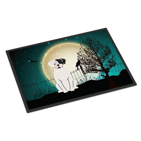 Carolines Treasures Halloween Scary White Boxer Cooper Indoor or Outdoor Mat, 18 x 0.25 x 27 in. BB2304MAT